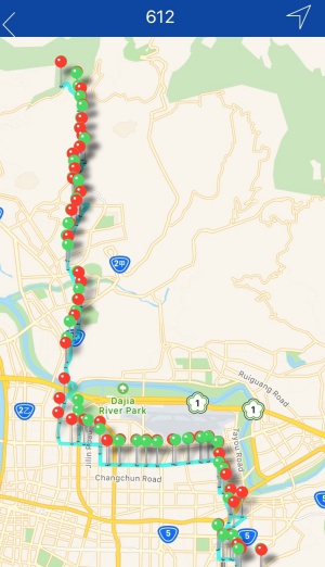 台北バスアプリで路線図を表示したところ