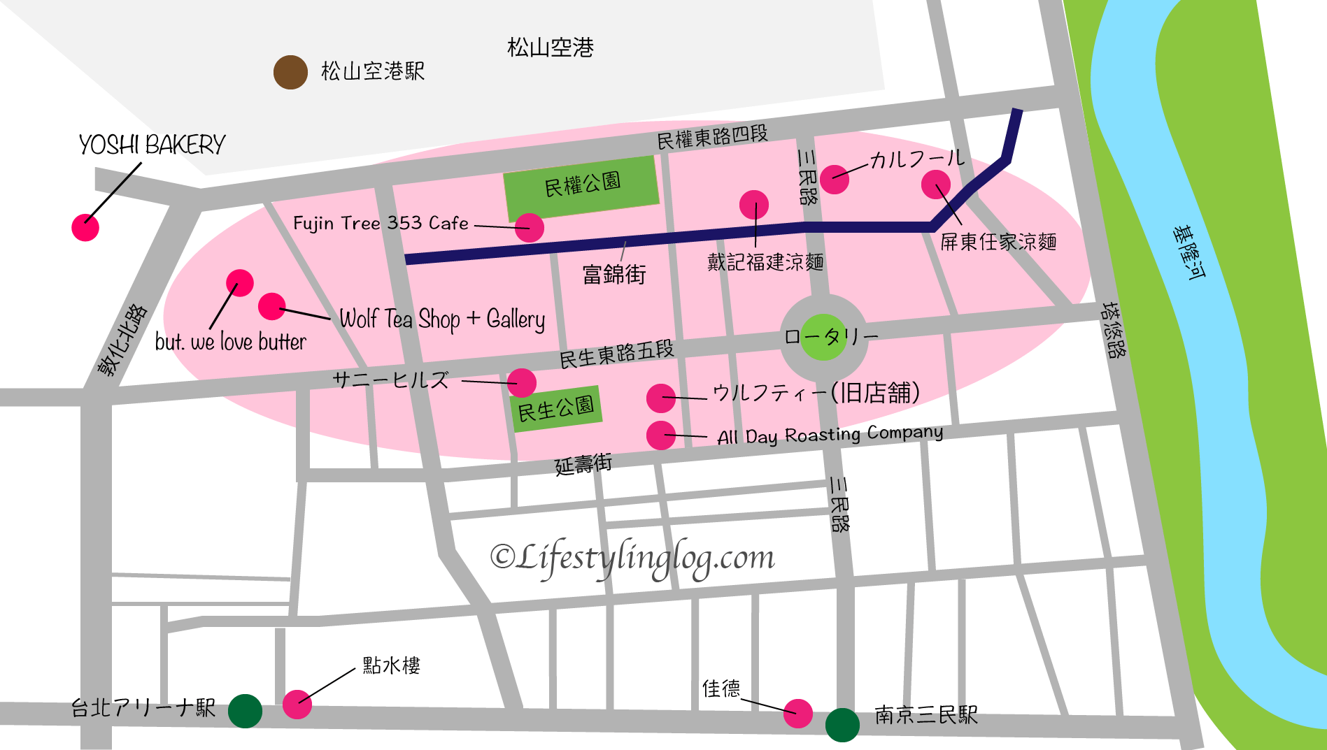 民生社区にある店舗マップ