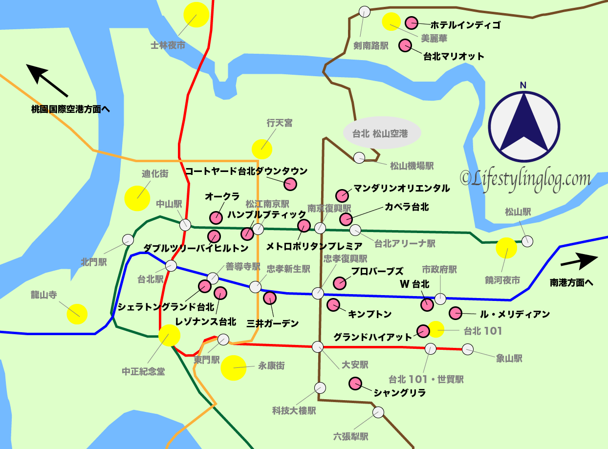 台北市内中心部にある人気ホテル