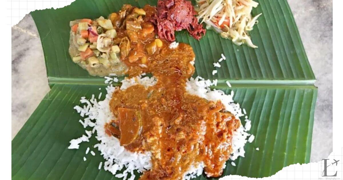 クアラルンプールにあるBALA's Banana Leafのバナナリーフカレー