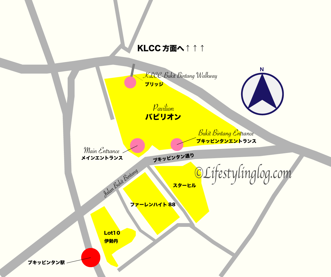 パビリオンクアラルンプールの位置を示すイメージマップ