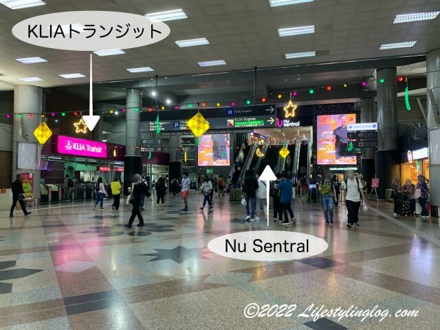 KLセントラル駅にあるKLトランジットの改札とNu Sentralの位置関係