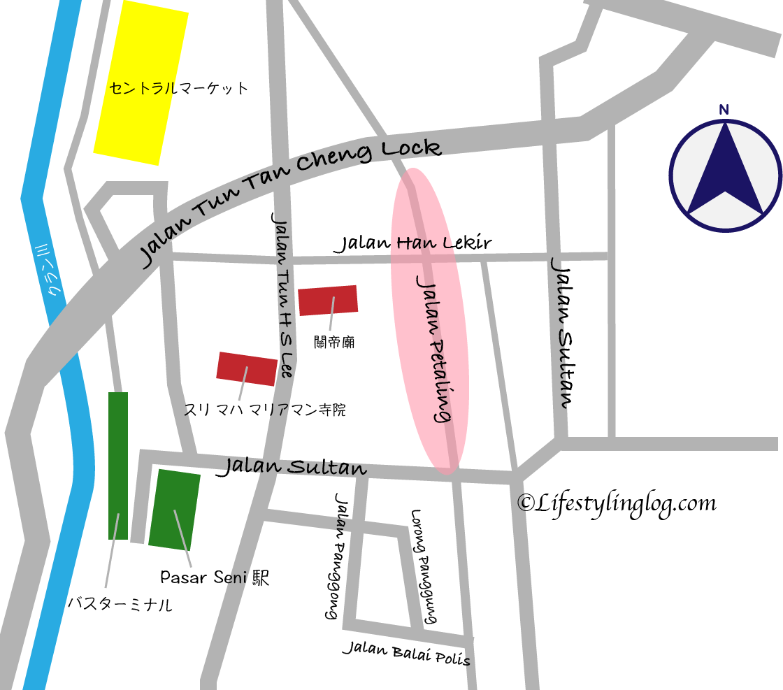 クアラルンプールにあるチャイナタウンのイメージマップ（地図）