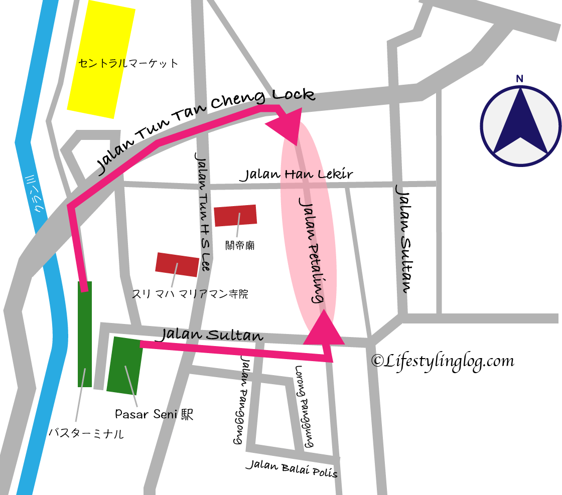 Pasar Seni駅からPetaling Streetへのアクセス方法