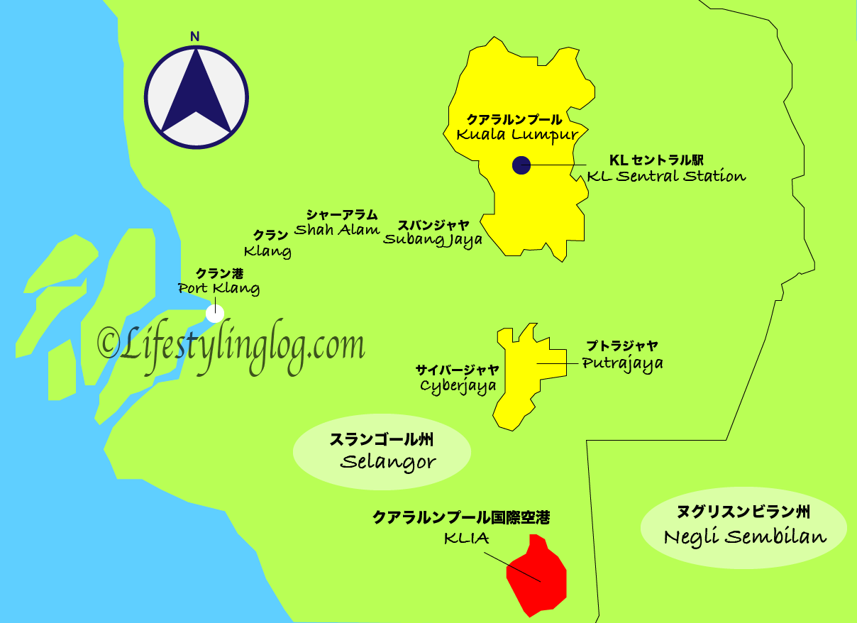 クアラルンプール国際空港の位置を示す地図