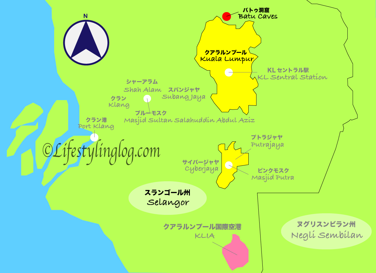 バトゥ洞窟の位置を示す地図