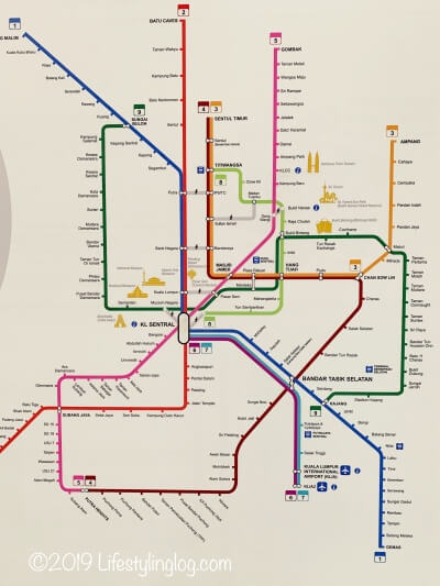 クアラルンプールの公共交通機関路線図