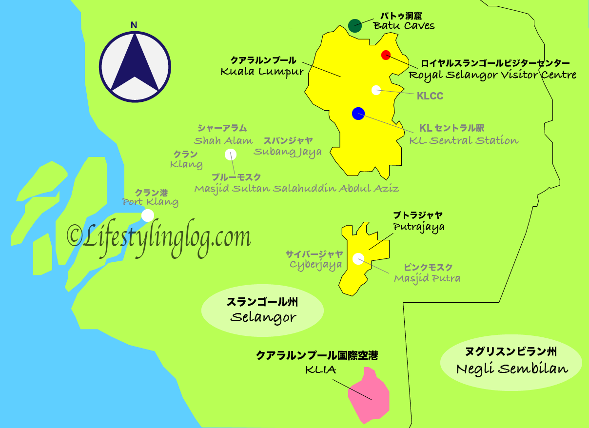 マレーシアのロイヤルセランゴールビジターセンターの位置を示す地図