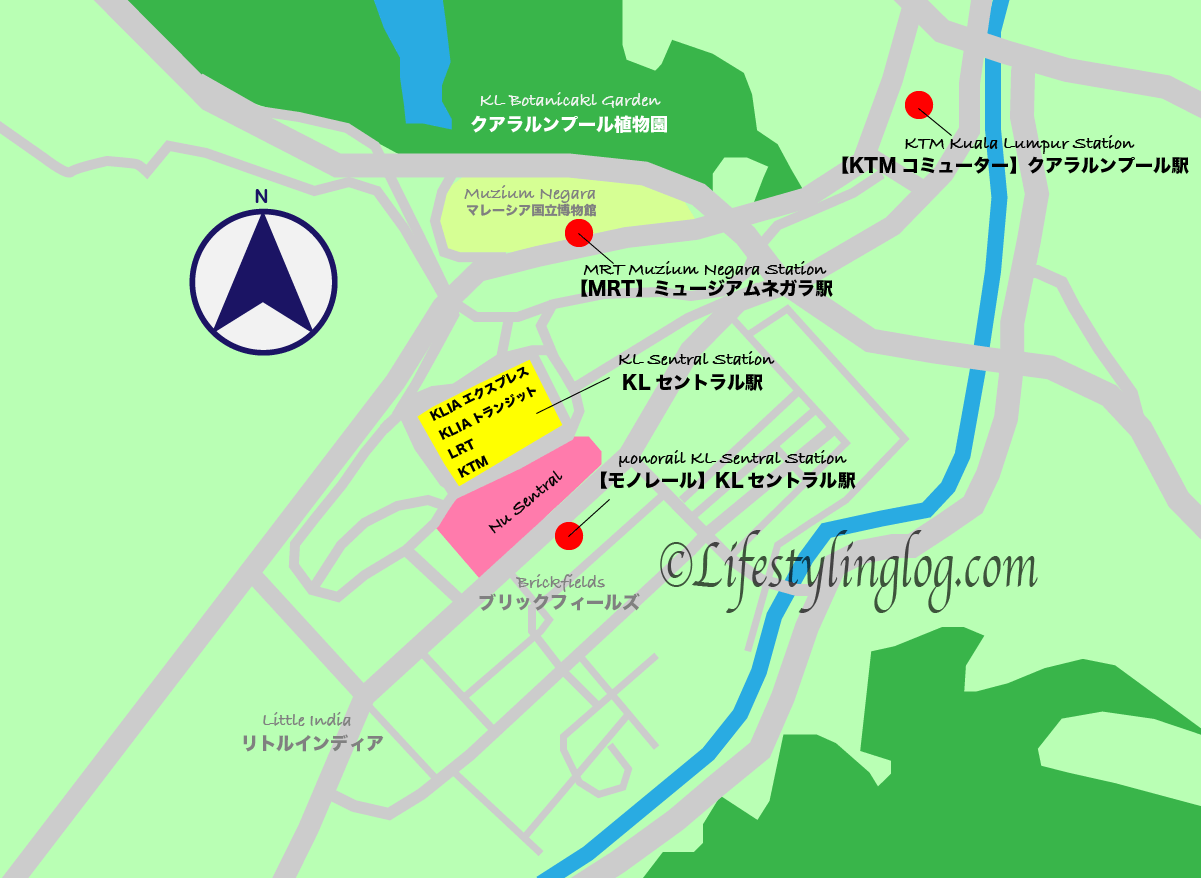 KLセントラル駅の位置を示す地図