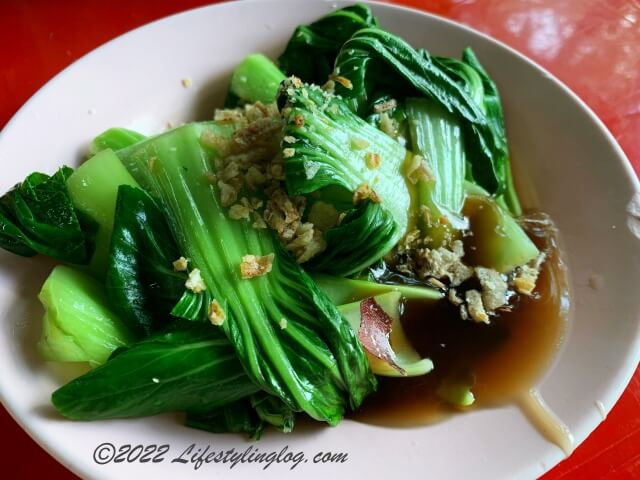 強記補品（Keong Kee Herbal Soup）の青梗菜