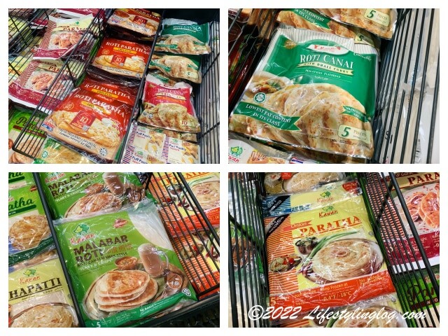 マレーシアで販売されている冷凍のRoti CanaiやRoti Paratha、Malabar Roti