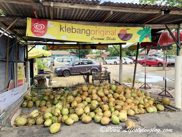 Klebang Original Coconut Shakeのお店にあるココナッツ