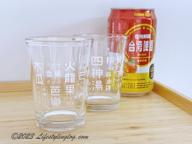 台湾ビールと神農生活のグラス