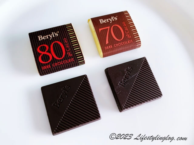 ベリーズのカカオ70％と80％のチョコレートの味比較