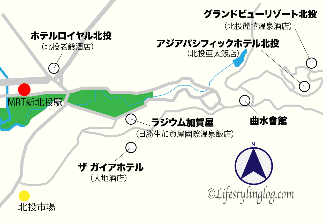 北投温泉のホテル&旅館マップ