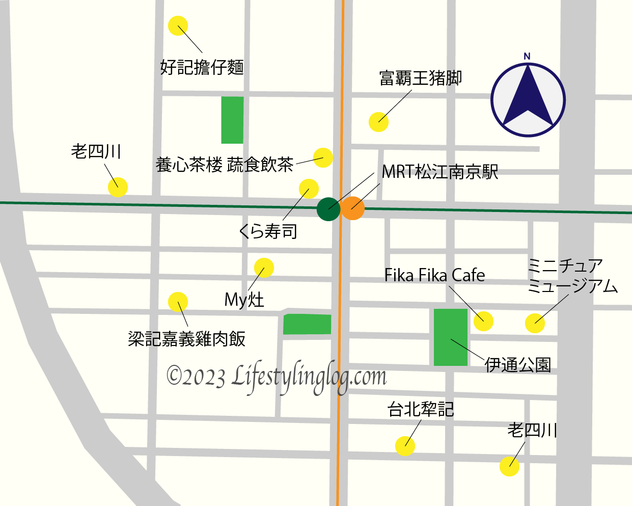 MRT松江南京駅周辺のマップ