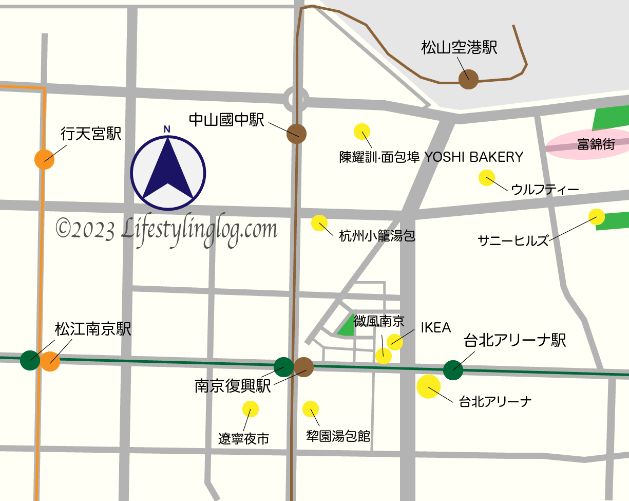 台北松山空港近くにあるMRTの駅の位置と周辺情報