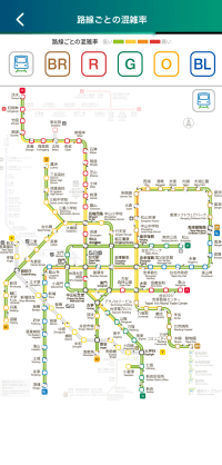 台北捷運Goのアプリで調べることができる混雑具合