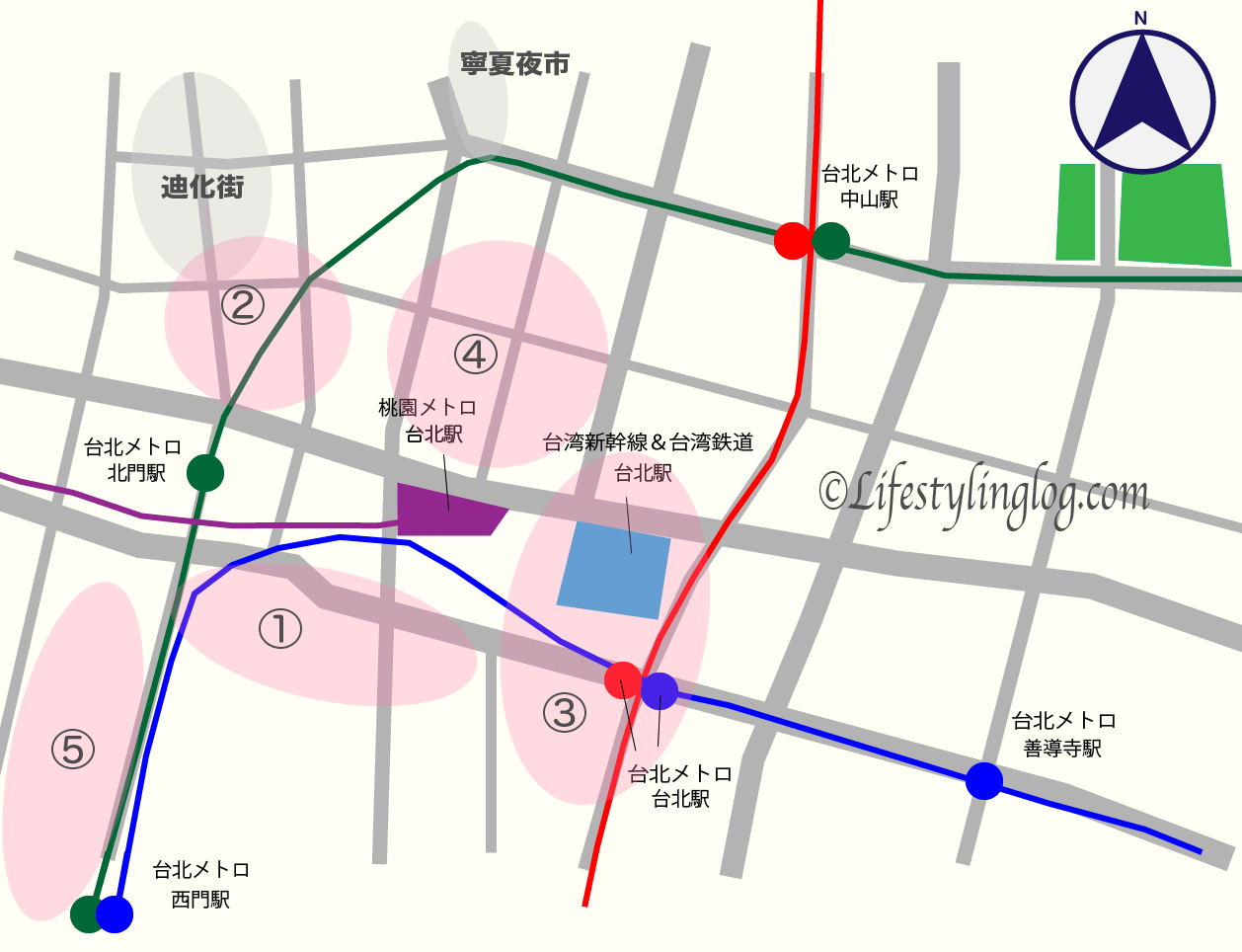 台北駅周辺にあるホテルが多い場所