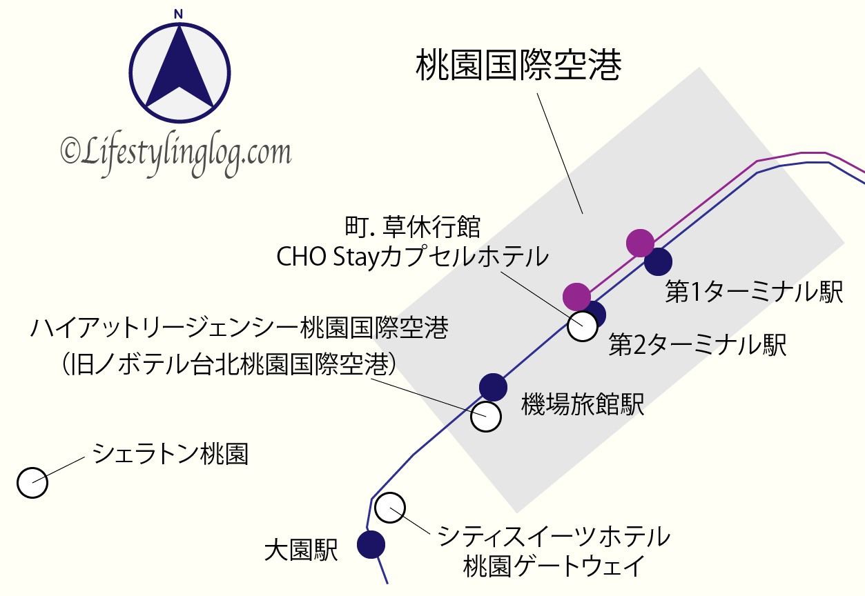 桃園国際空港の近くにあるホテルマップ