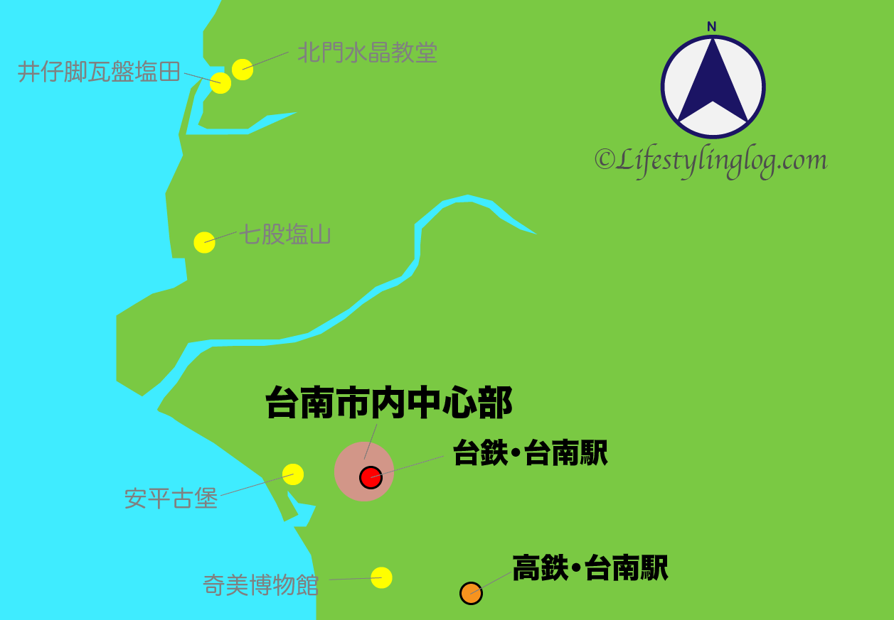 台南市内中心部のイメージマップ