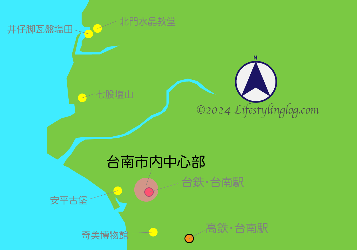 台南市内中心部のイメージマップ