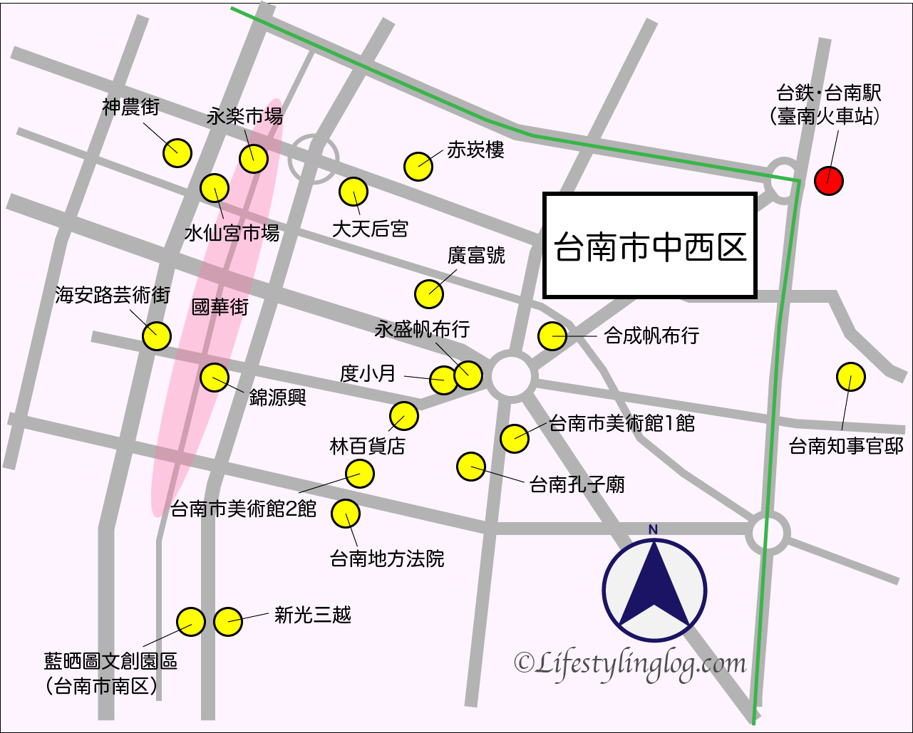 台南中西区のイメージマップ