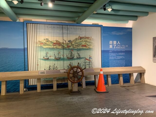 台灣開拓史料蠟像館にある大航海時代にオランダ人台湾上陸した展示物