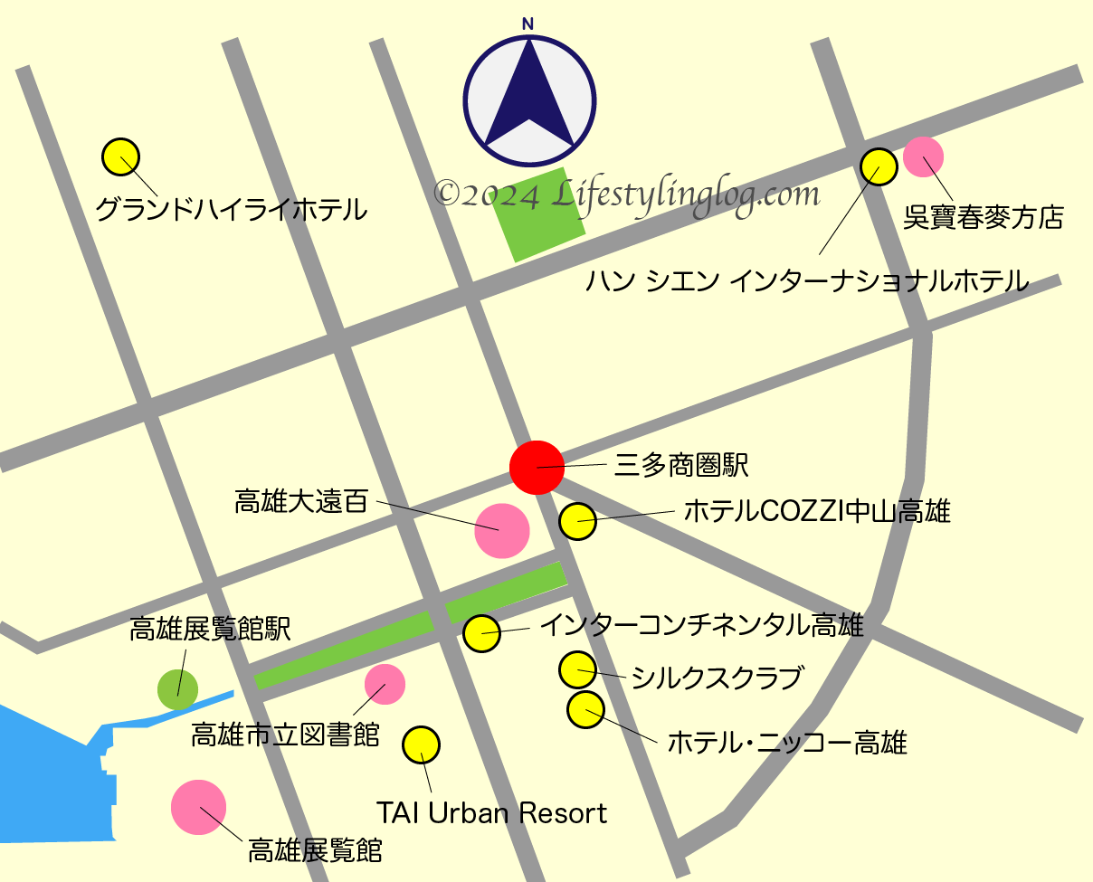 三多商圏駅周辺にあるホテルマップ