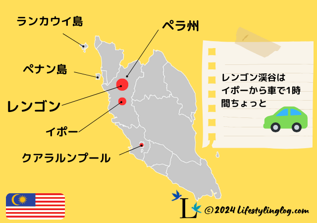レンゴン渓谷の位置を示すマレーシアの地図