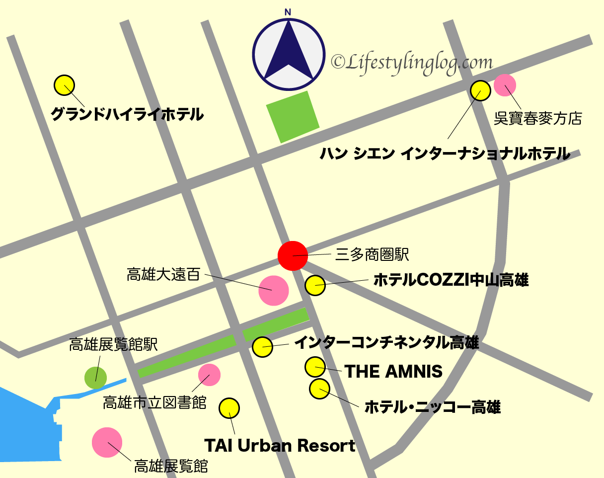 三多商圏駅周辺にあるホテルマップ