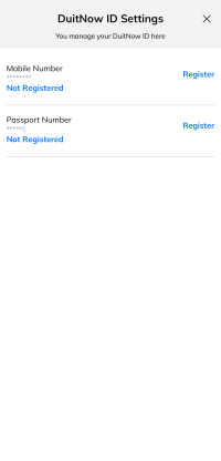 HongLeong Bankのアプリで表示される登録した携帯番号とパスポート番号