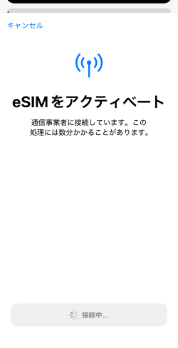 eSIMをアクティベートの画面
