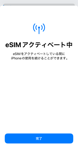 eSIMのアクティベートが完了した画面