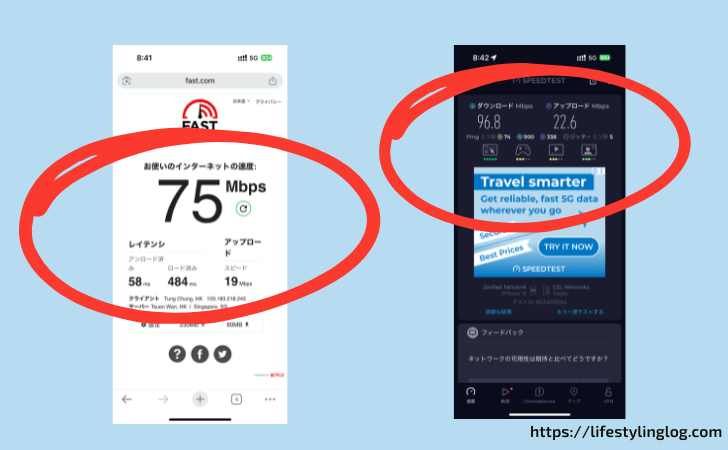 Klookの台湾eSIMを台北で利用した時の通信速度測定結果