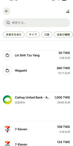 wiseの取引が保留中になっていた取引が修正された画面